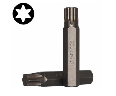 Force 19675.. 14mm Shank Star Torx Bit 75mmL T60 / T70 / Bit Holder Option