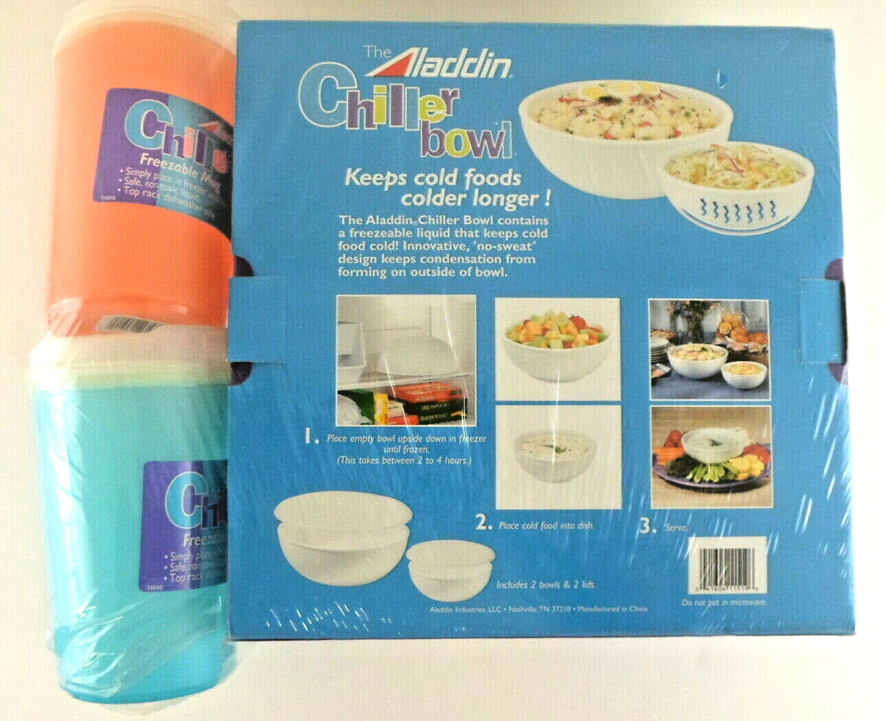 New ALADDIN Insulated Chiller Bowl Combo Set Freezable ~ 2 Bowls ~ 2 Mugs