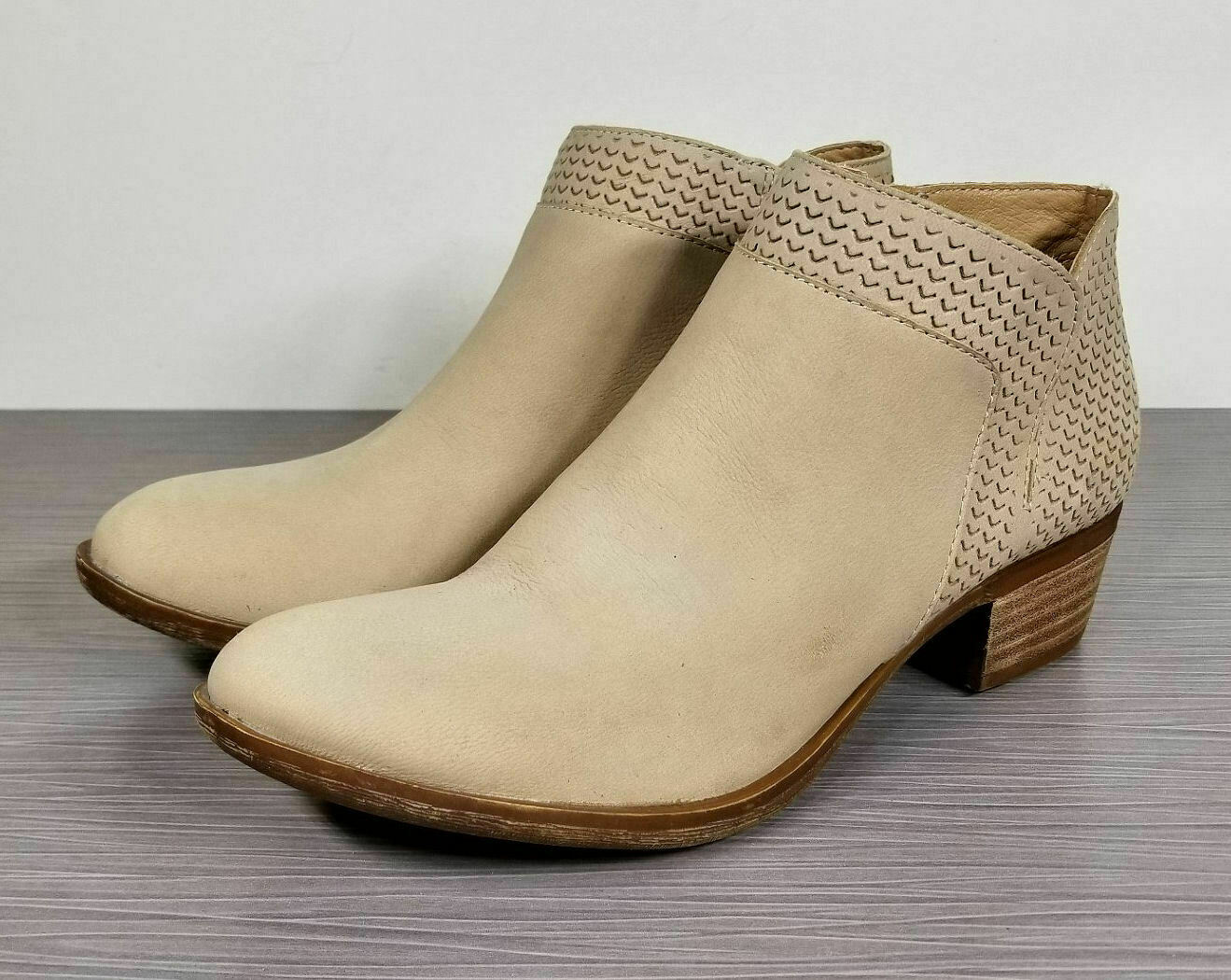 Lucky Brand Brintly Ankle Bootie, Light Beige Leather, Womens Various Sizes