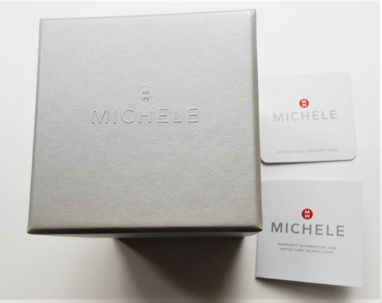 Pre-owned Michele Cape Chrono Diamond Topaz Leather Strap Watch Rose Gold Silver Bnib $595