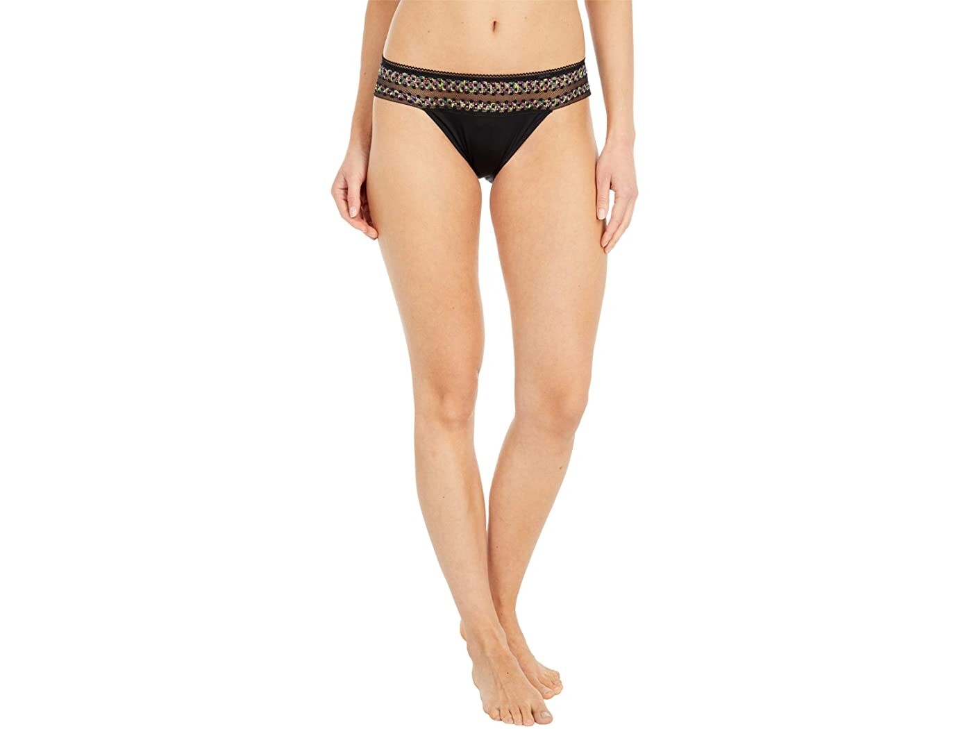 Calvin Klein 264455 Women's Stripe Lace Bikini Underwear Black Size Small