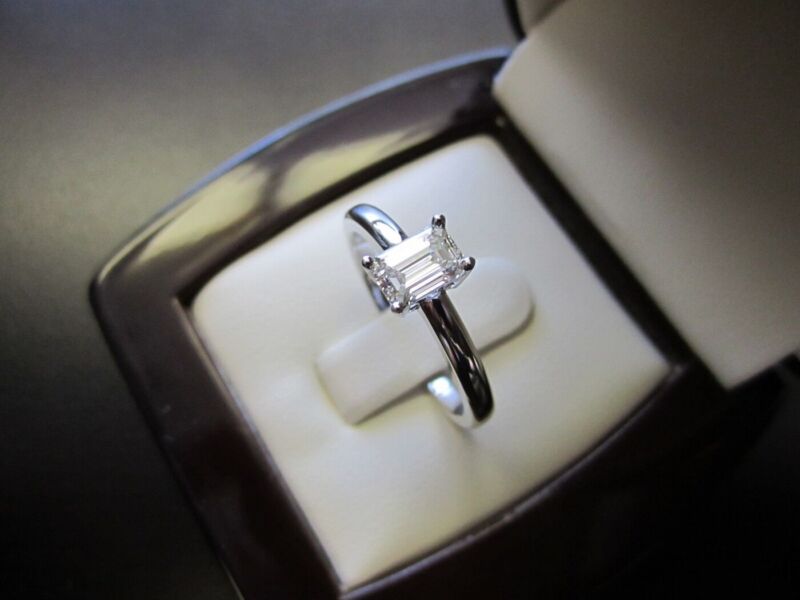 3ct Emerald Cut Size 6 Lab Created Diamond Solitaire Ring 14k White Gold Plated