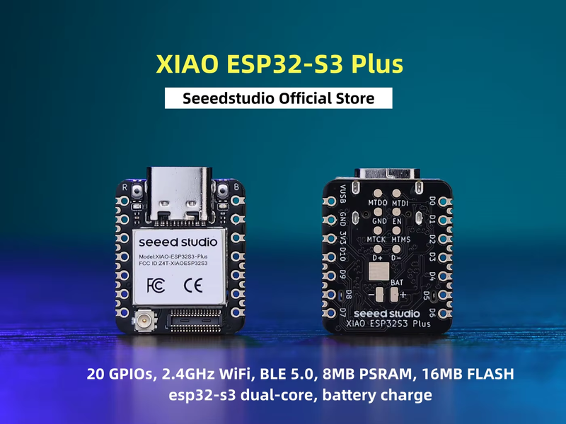 XIAO ESP32S3 Plus Dev Board 20 GPIOs, 2.4GHz WiFi, BLE 5.0, 8MB PSRAM, 16MB FLAS