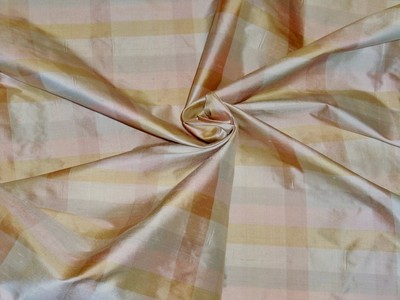 TAPESTRIA CASSANDRA PASTEL CHECKS SILK FABRIC 10 YARDS BLUSH PINK OYSTER SAGE