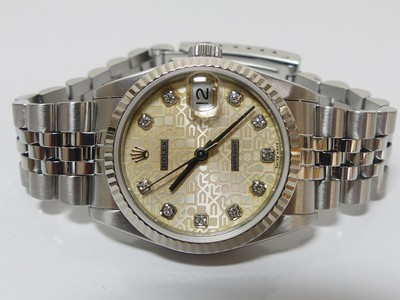 1994 Rolex midsize SS/WG 31mm Datejust, silver Jubilee diamond dial 68274