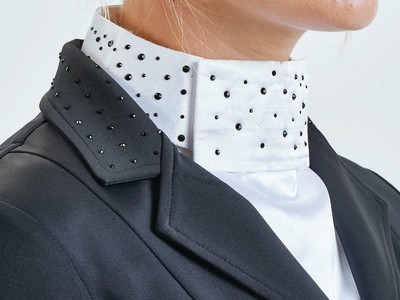 Busse Plastron Emilia weiß mit schwarzen Strass