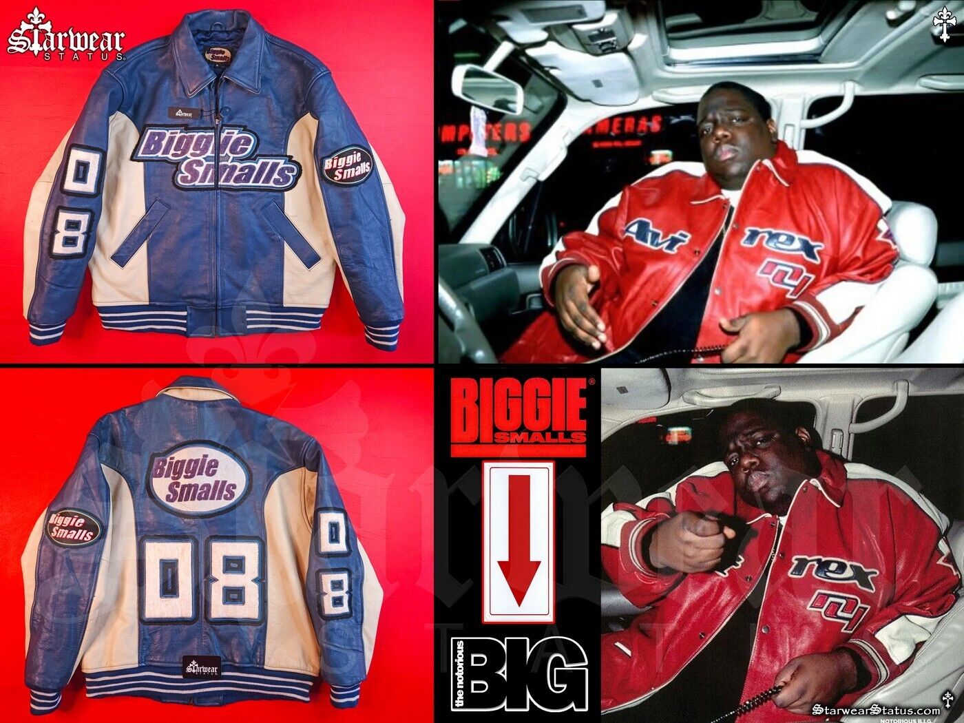 🔥Vintage 90s BIGGIE SMALLS Racer Bomber Leather Jacket S/M 🔥Vintage 90s BIGGIE SMALLS Racer Bomber Leather Jacket S/M