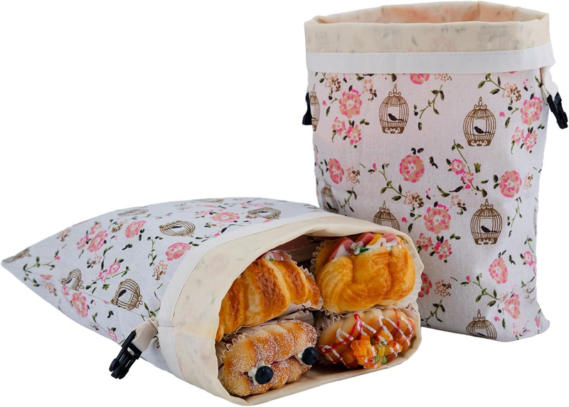 Large Beeswax Bread Bags, 2 Pack Reusable for Sourdough & Homemade Loaves, Linen