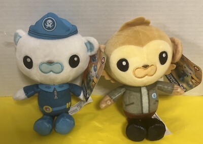 PAANI Octonauts 8'' CREW STUFFED PLUSH Macaque Monkey - Captain Barnacles 2pk NWT