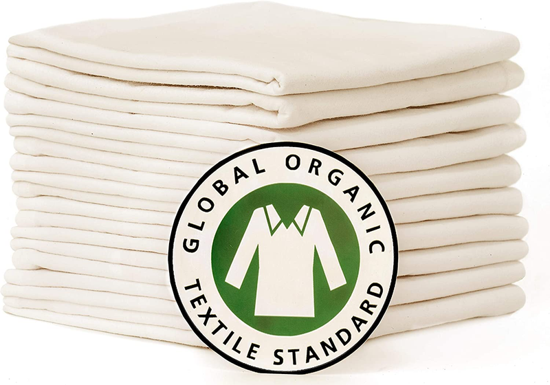 10 Pack Flour Sack Dish Towels, Certified Organic Cotton, Fl