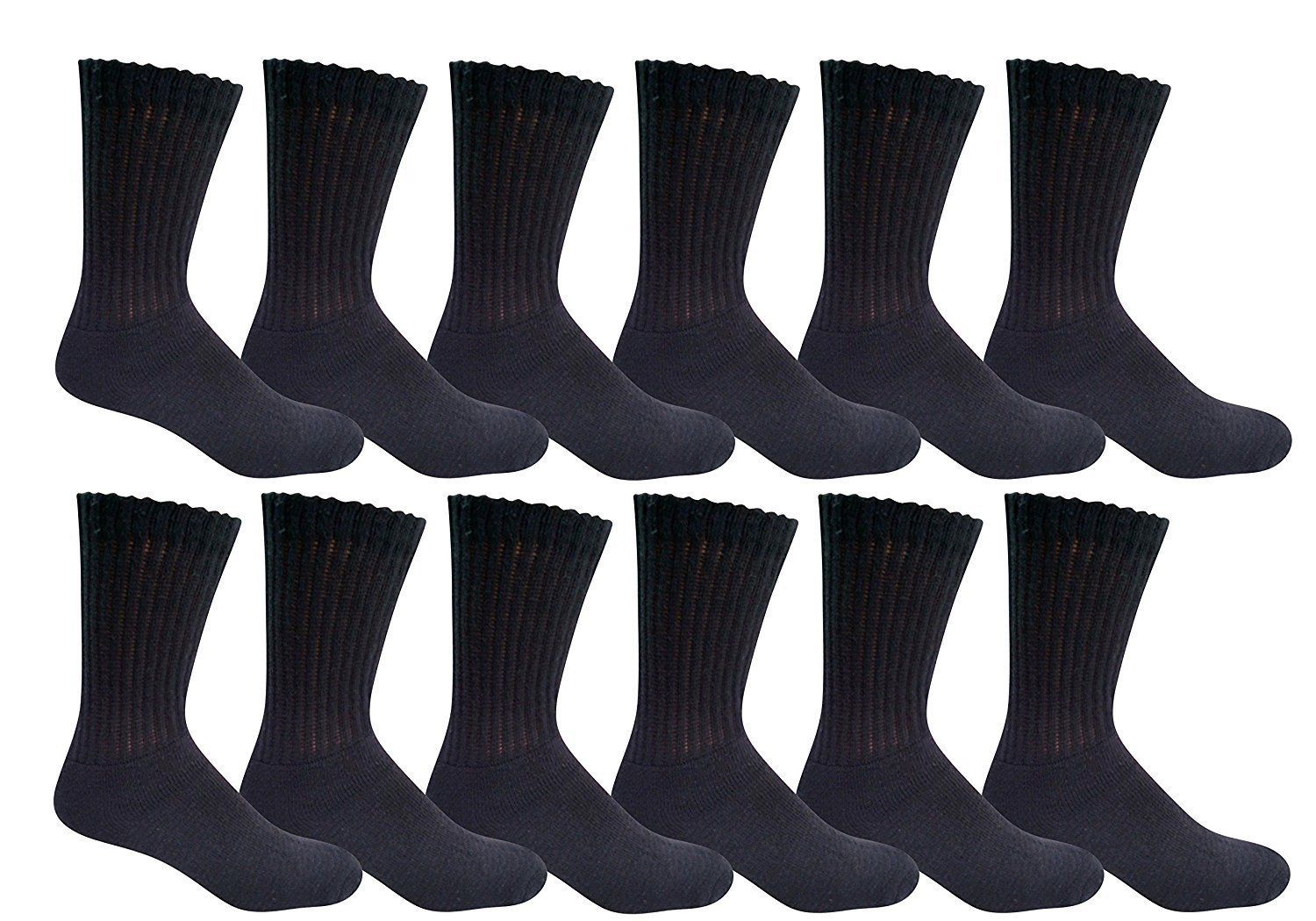 3-6-12 Pairs Men's Plain Solid Sports Athletic Work Crew Socks Size 9-11 10-13