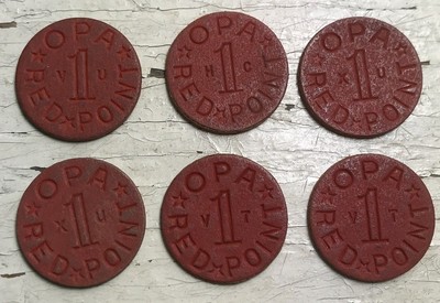 Vintage OPA Red Point WWII Ration Tokens Coins World War II BK