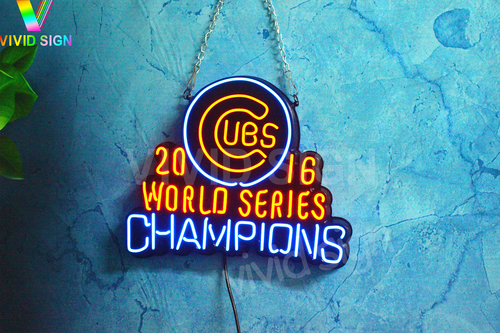 10" Vivid LED Chicago Cubs 2016 World Series Neon Sign Light Lamp Cute Bright