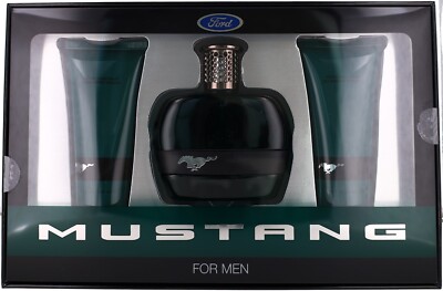 Green By Ford Mustang For Men Set: EDT + ASB + Hair & Body Wash (3.4oz)x3 New
