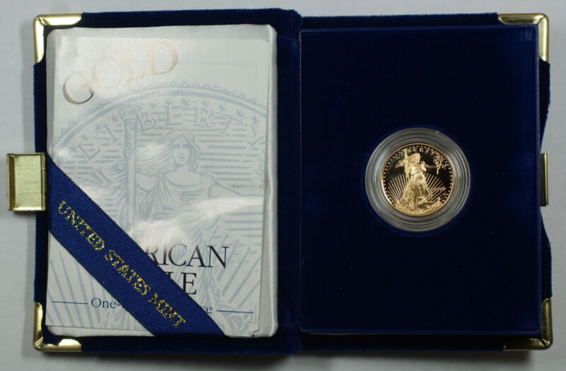 1999-w American Eagle Gold 1/4 Oz Proof Coin W/ Box & Coa