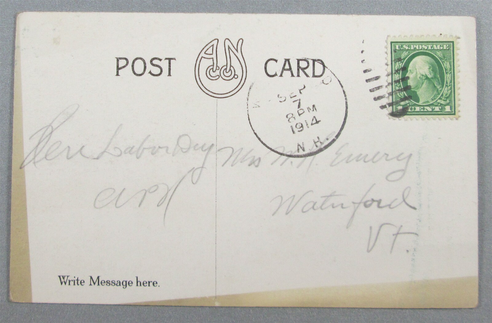 Summer House At Camp Wyanoke, Wolfeboro NH 1914 Postcard (#6478)