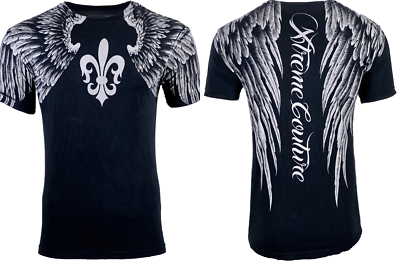 Xtreme Couture Affliction Men's T-Shirt AEROSMITH Black Wings Biker Tattoo MMA