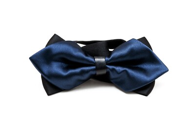 Papillon farfallino doppio fiocco blu cravattino elegante cerimonia