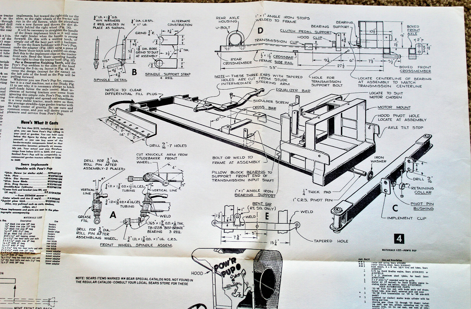 POWER POW'R PUP TRACTOR SCIENCE & MECHANICS CRAFT PRINT 321 SHEETS 1 & 2