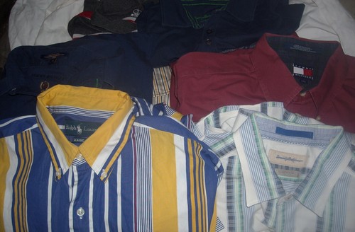 Lot Of 7 Designer Men's Shirts Hilfiger, Bahama, And Lauren Size Large