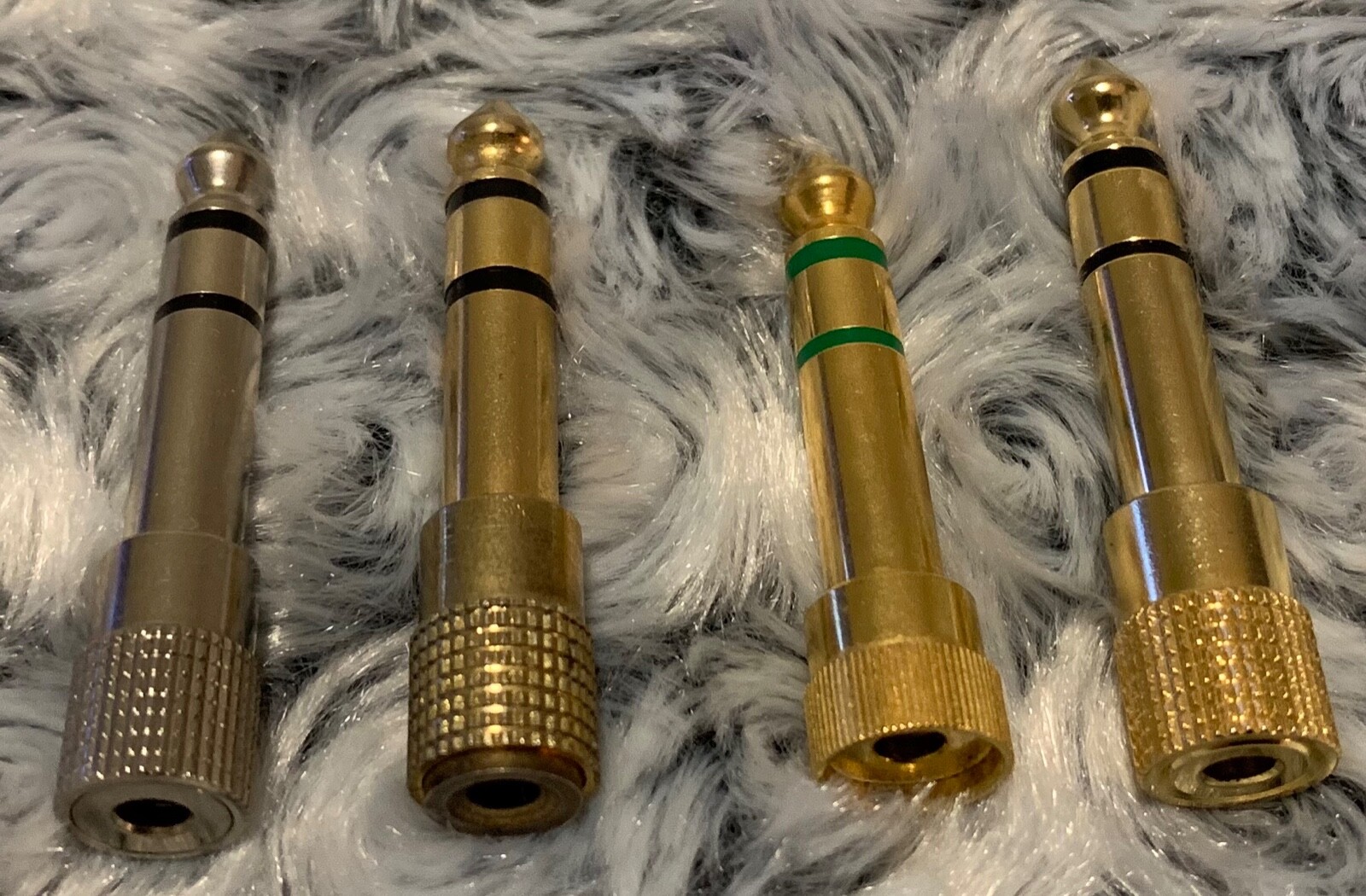 Four Stereo Audio Adapters 6.35mm 1/4” Male to 3.5mm 1/8” Female Headphones Plug