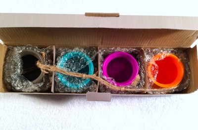 New in Box Ceramic Cobble Creek Hanging Herb Garden - 4 Colorful Pots Included