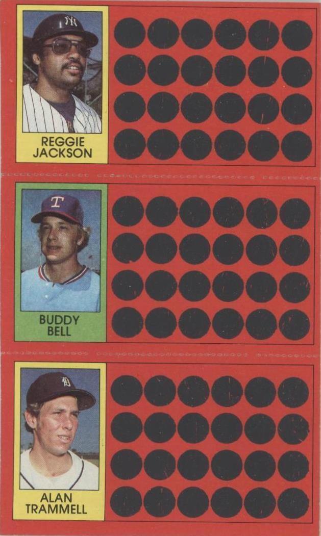 1981 Topps Baseball Scratch-Off - Alan Trammell Buddy Bell Reggie Jackson #3-21-38