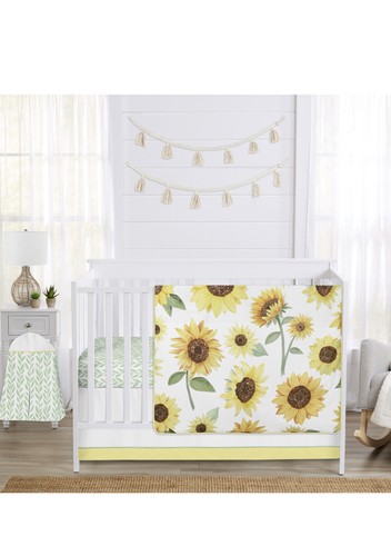 Sweet Jojo Designs Sunflower 4 Piece Baby Girl Nursery Crib 