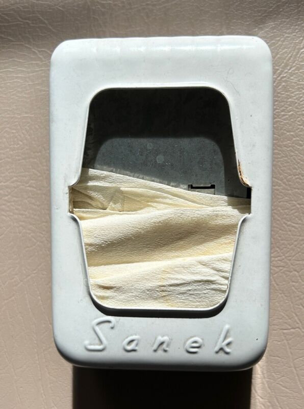 Vintage White Metal Sanek Barber Neck Paper Dispenser Kimberly Clark Corp