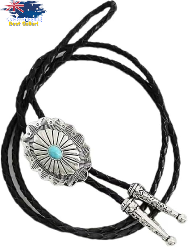 Vintage Turquoise Bolo Tie Men’s Western Cowboy Accessory Outdoor Wear