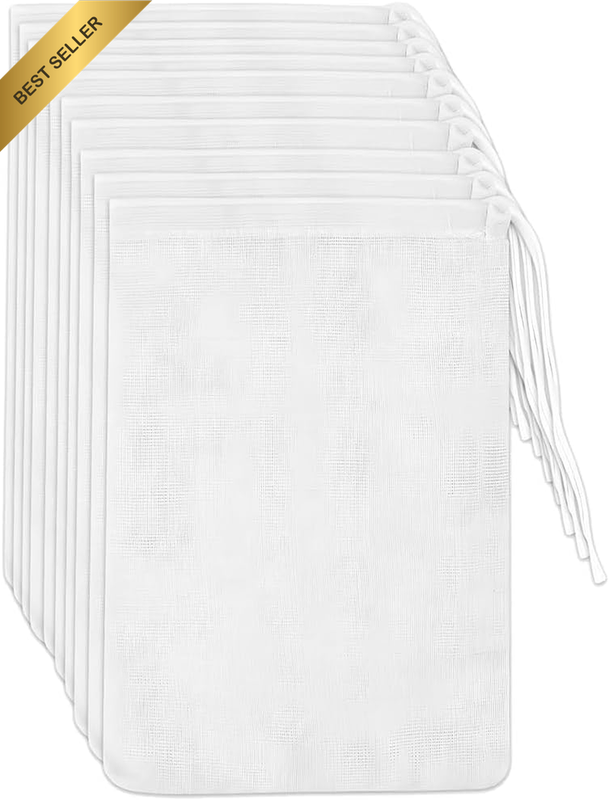 20 Pack Unbleached Reusable Drawstring Muslin Herb and Spice Bags, Cotton Filter