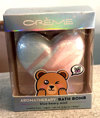 Creme Shop Bath Bomb 3D Heart Aromatherapy Fizzy Blue Berry Mint 5.64 Oz NEW