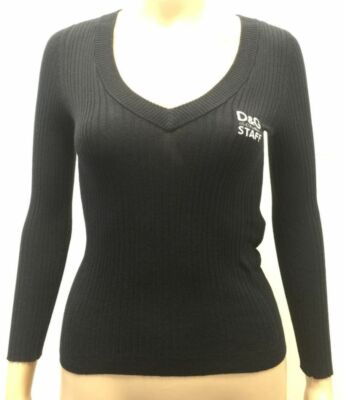$795 Dolce & Gabbana Women Blue V-Neck Silk Cashmere Staff Sweater Sweatshirt Xs