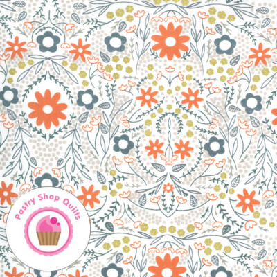 Moda DWELL IN POSSIBILITY 48312 19M White Metallic Floral GINGIBER Quilt Fabric 