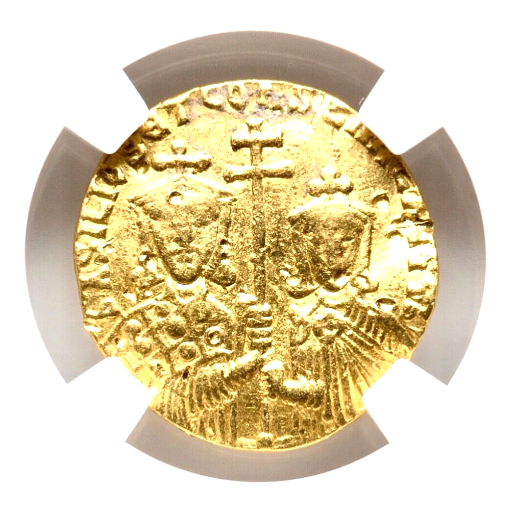 Gold AV Solidus Basil I and Constantine 868-886 AD - Certified NGC VF Strike 5/5