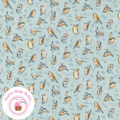 Moda NUTMEG 30705 13 Crumble Blue Birds BASIC GREY Quilt Fabric