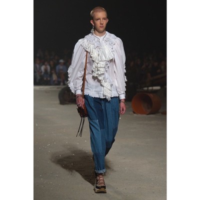 COACH COACH 1941 PRAIRIE RUFFLE BLOUSE LAYERED STUDDED COTTON LINEN BLEND WOMEN'S 4