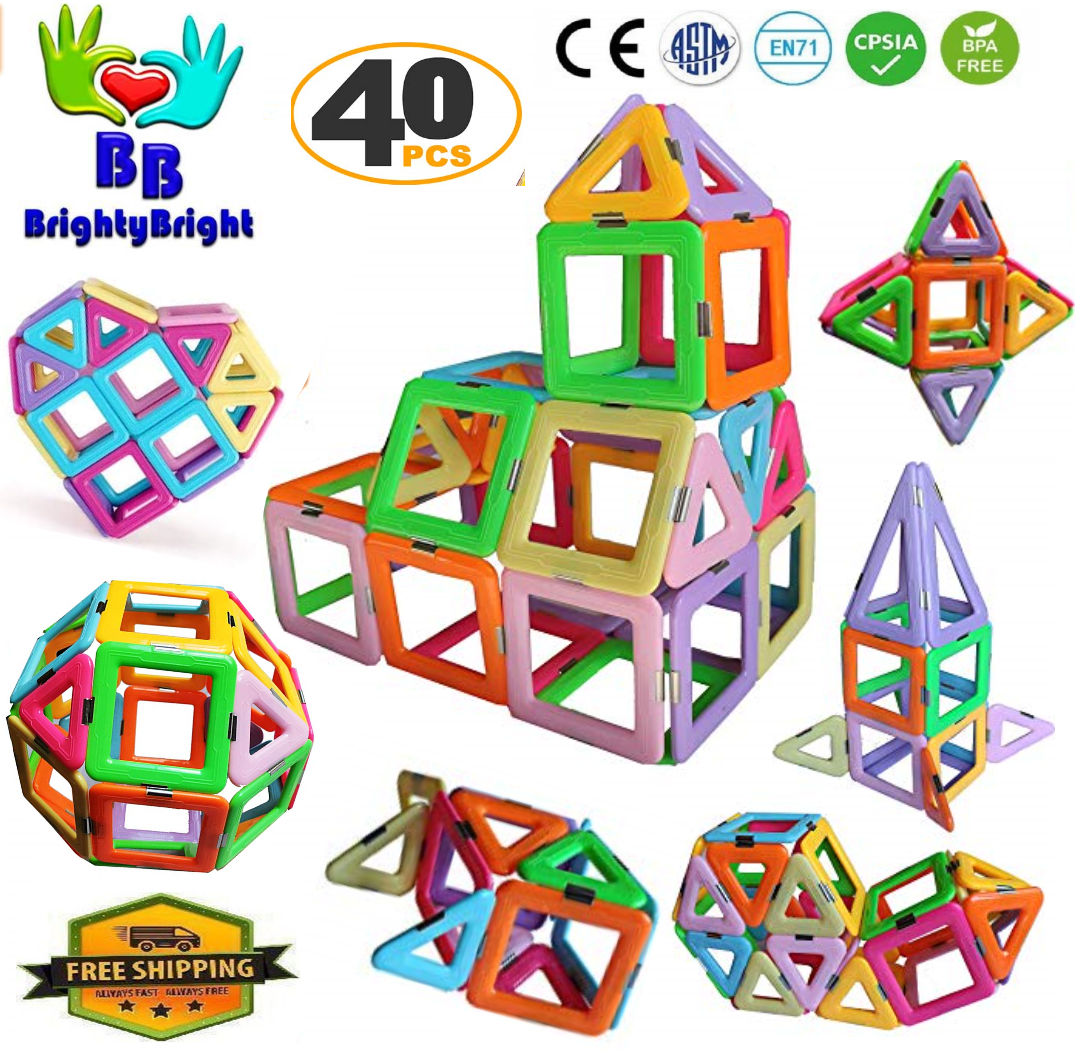 Magnet Blocks 40Pc Toys For Boys Kid Children 3 4 5 6 7 8 9 10 Years Old Age New