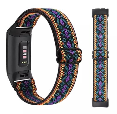 Woven Nylon Hook & Loop Watch Band For Fitbit Charge 5 Sport Wrist Strap UK