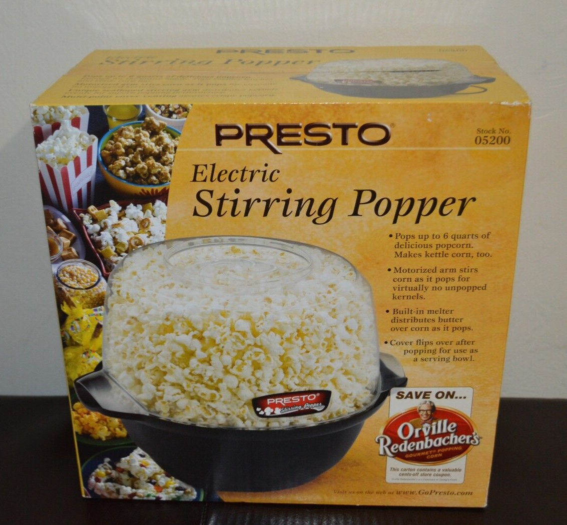 Presto Orville Redenbacher's Electric Stirring Popcorn Popper Model 5200 New