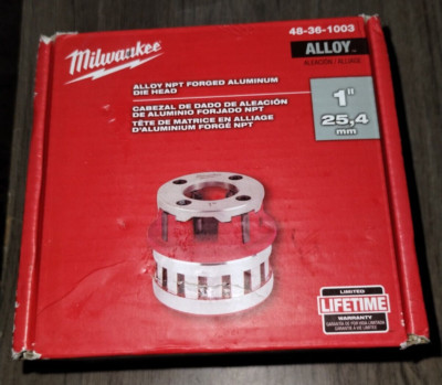 Milwaukee 1'' (1 Inch) ALLOY NPT Portable Pipe Threading Forged Aluminum Die Head