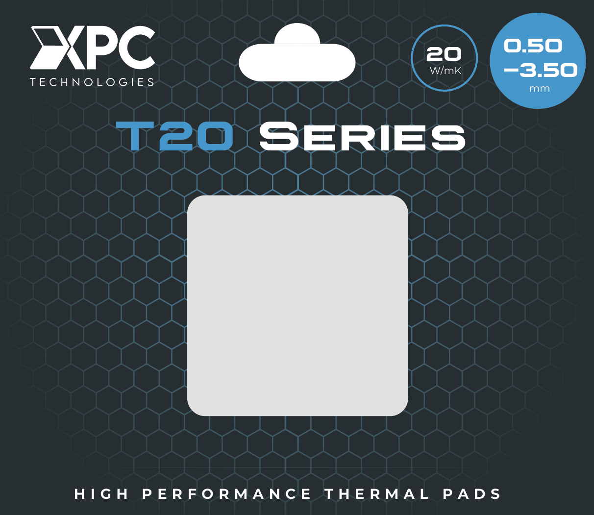 XPC T20 Thermal Pads 20W/mK , 100x100mm, White, 0.5mm to 3.50mm thickness 
