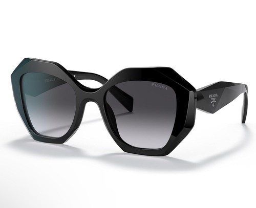 Pre-owned Prada Pr16ws 1ab5d1 Black Plastic Geometric Sunglasses Grey Gradient Lens + Case In Gray