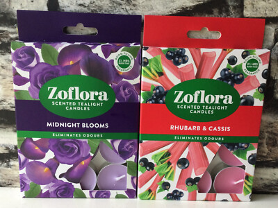 Zoflora Aromático Velas ~ 12 Paquete ~ Midnight Flores O Ruibarbo Cassis ~ Nuevo