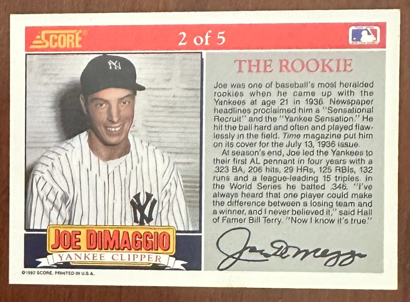 スポーツ選手 1992 SCORE JOE DIMAGGIO THE ROOKIE joe dimaggio 1992 Score The Rookie # 2 Of 5 | eBay