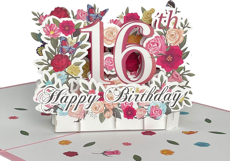 お誕生日カード Amazon.com : MAGJUCHE Blue 16th Birthday Card, Laser Cut