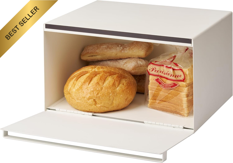 Yamazaki Home Bread Box Kitchen Counter Container Holder | Steel | Food Storage,