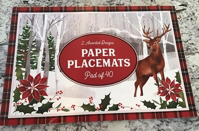 CHRISTMAS Paper Placemat's 2 DESIGNS 40 Sheets Reindeer Christmas Tree, Reindeer