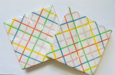 2 pk ( 30ct each) Spritz Pastel Plaid Easter Spring Birthday Lunch Napkins Party