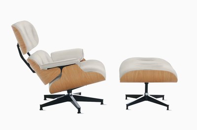 Herman Miller Eames Lounge Chair and Ottoman - White Oak Lotus Prone Leather